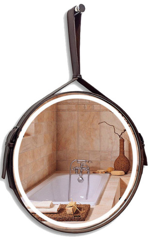 Kapitan light D710 (бесконтактный сенсор, коричневая кожа) зеркало