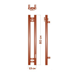 Полотенцесушитель электрический (I-образный) Bauedge Stella DB-0072, 13x80 см