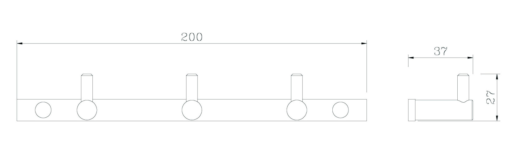 Планка настенная узкая 3 крючка RUSH Bianki (BI76232)