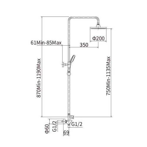Душевая система FASHUN A2445, хром