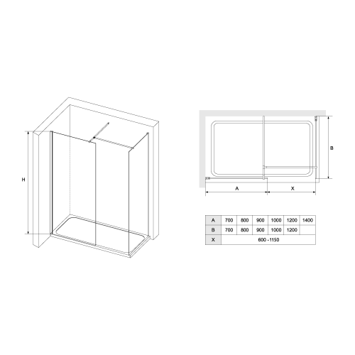 Перегородка для душа RGW WA-020 (WA-010 (2 шт.) + S-1220) арт. 02122007-14