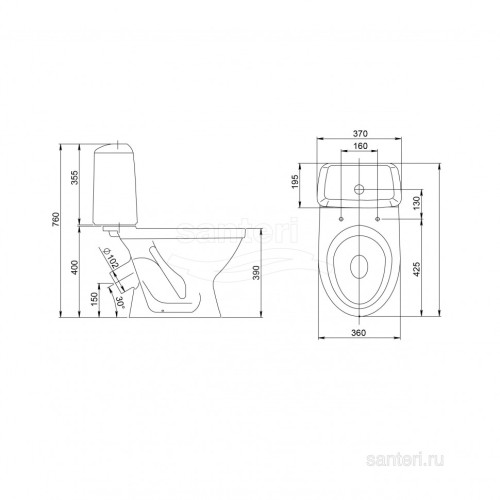 Унитаз-компакт Santeri Соната (комфорт) белый 1.P206.2.S00.00B.F