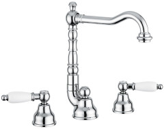 Emmevi Deco Ceramic, смеситель 121643  с донным клапаном для раковины на 3 отверстия, цвет хром