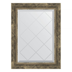 Зеркало настенное с гравировкой EVOFORM в багетной раме старое дерево с плетением, 53х71 см, BY 4006