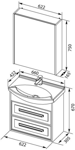 Мебель для ванной Aquanet Остин 65 белый