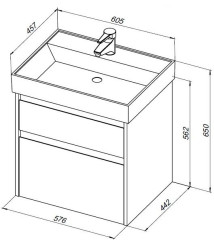 Тумба с раковиной Aquanet Nova Lite 60 дуб серый (2 ящика)