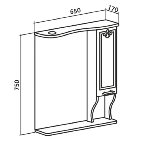 Зеркальный шкаф Runo Кантри 65 правый