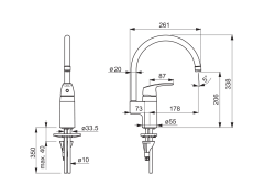 Смеситель для кухни с высоким поворотным изливом Safira NEW 2017 (1038)