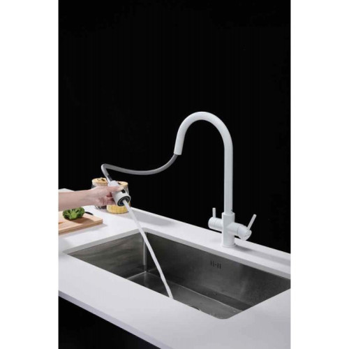 Смеситель для кухни Paulmark Lange, белый матовый полностью, La214212-431, Paulmark