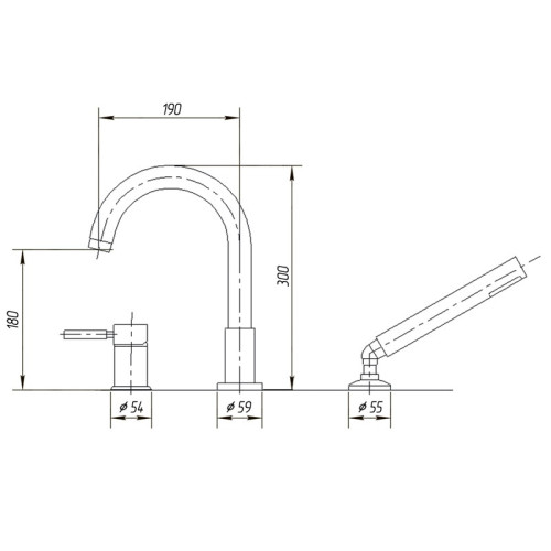 Смеситель на борт ванны Migliore Fortis ML.FRT-5256.CR