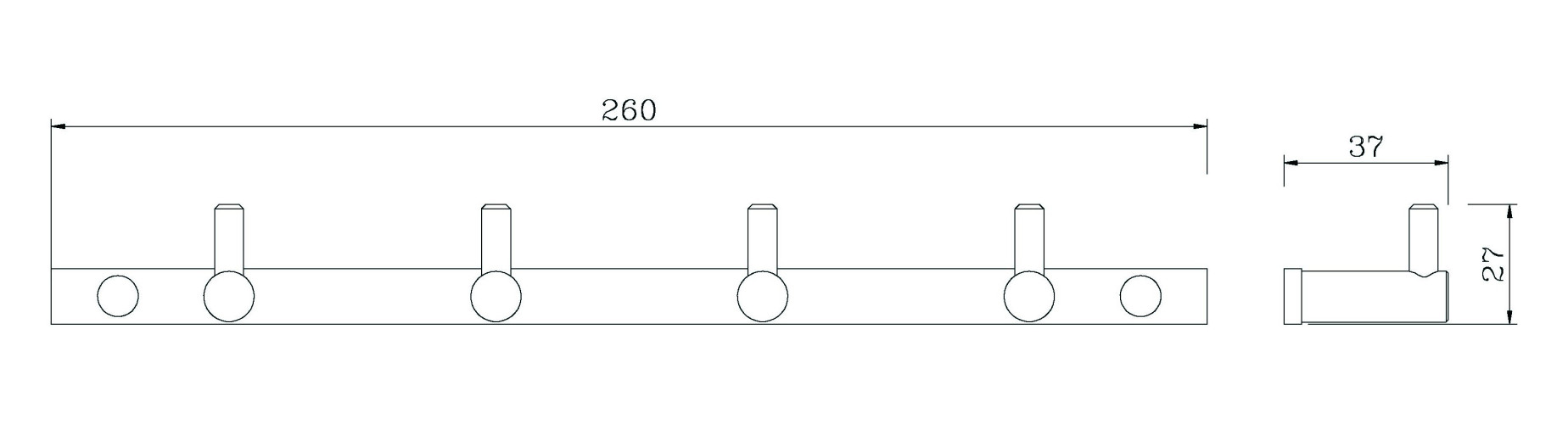 Планка настенная узкая 4 крючка RUSH Bianki (BI76242)
