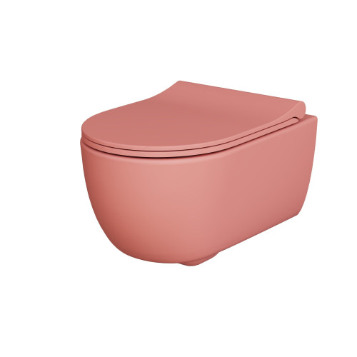 Унитаз Abner 103T20901R (545*360*330)  МАТОВЫЙ РОЗОВЫЙ подвесной БЕЗОБОДКОВЫЙ с тонкой крышкой
