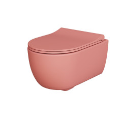 Унитаз Abner 103T20901R (545*360*330)  МАТОВЫЙ РОЗОВЫЙ подвесной БЕЗОБОДКОВЫЙ с тонкой крышкой