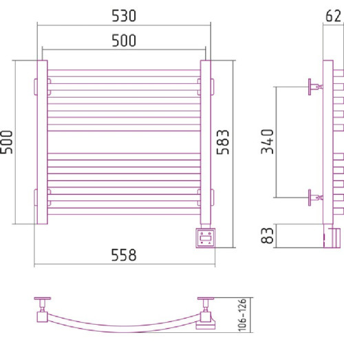 Электрический полотенцесушитель Сунержа Аркус 500x500