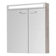 Шкаф зеркальный MAX, 70 см, 2 дверцы, 4 стеклянные полки, дуб кантри