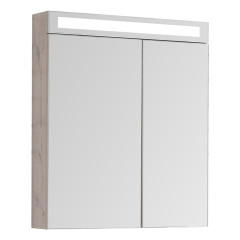 Шкаф зеркальный MAX, 70 см, 2 дверцы, 4 стеклянные полки, дуб кантри