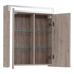 Шкаф зеркальный MAX, 70 см, 2 дверцы, 4 стеклянные полки, дуб кантри