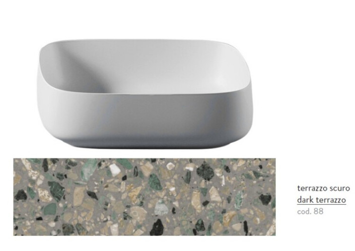 Раковина Artceram Cognac Quadro 560*410*155 отверстия для смесителя-отсутствуют Dark terrazzo