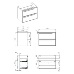 Тумба под раковину подвесная La Fenice Elba TWIN FNC-01-ELB-G-80-2, серо-зеленая