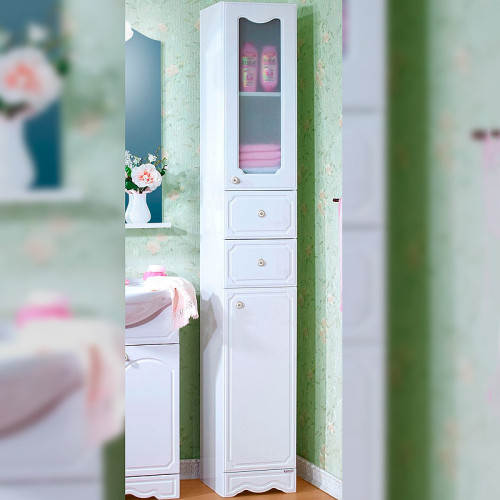 Шкаф пенал Бриклаер Лючия 34 4620750419165 с бельевой корзиной Белый