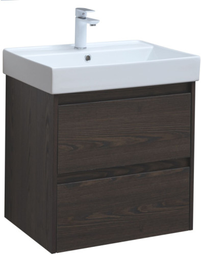 Тумба с раковиной Aquanet Nova Lite 60 дуб черный (2 ящика)