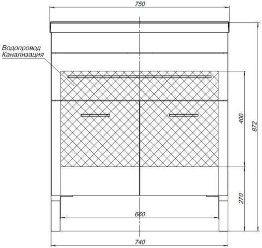 Тумба с раковиной Aquanet Верона N 75 белый (напольная 3 ящика)