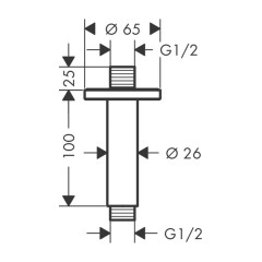 Держатель верхнего душа Hansgrohe Vernis Blend потолочный, 100 мм, матовый черный (27804670)