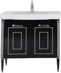 Тумба с раковиной Aquanet Паола 90 черный/серебро (керамика)