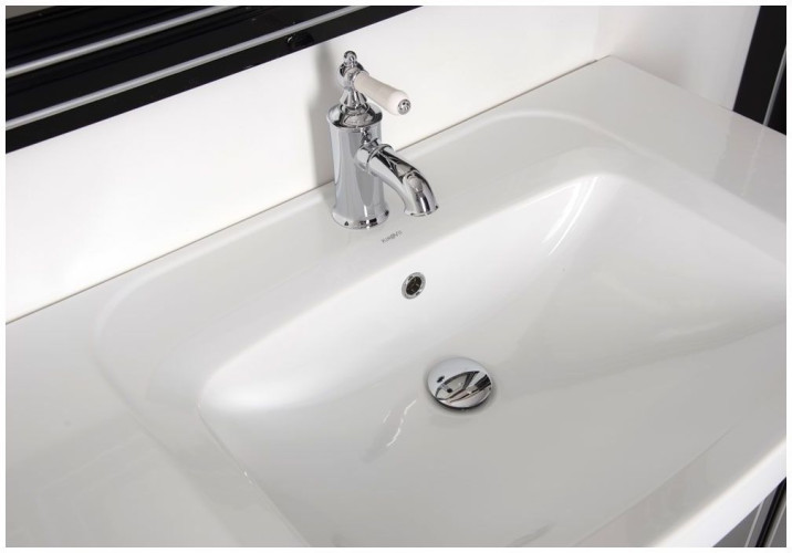 Тумба с раковиной Aquanet Паола 90 черный/серебро (керамика)