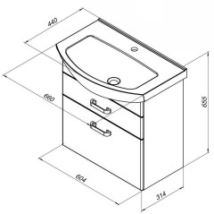 Тумба под раковину Aquanet Ирис 65 белый (2 ящика)
