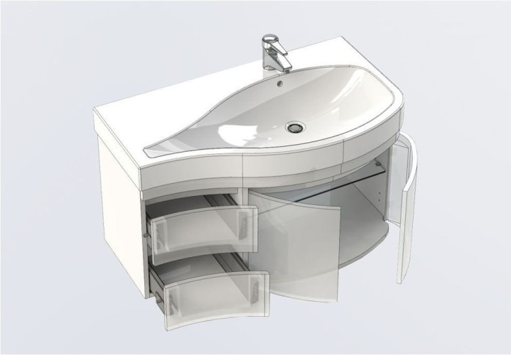 Тумба под раковину Aquanet Сопрано 95 R белый (2 дверцы 2 ящика)