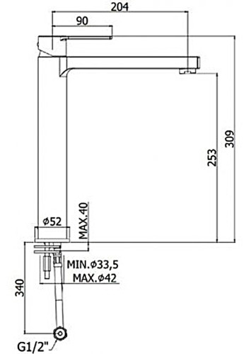 Смеситель для раковины - чаши Paffoni RINGO высокий, черный матовый (RIN081NO)
