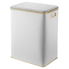 Корзина для белья  PWG-BG-9 PUNTO белая, кант золото, глубокая