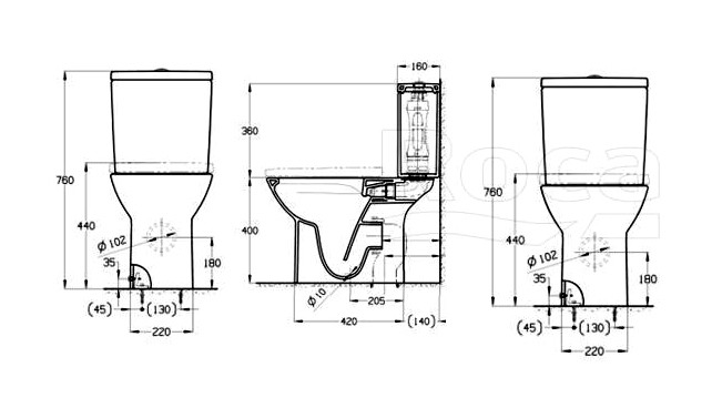Roca DEBBA Round Чаша напольная безободковая, двойной выпуск