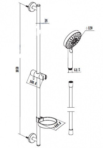 Душевой гарнитур  Damixa Kudos 760100800