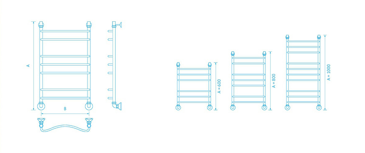 Полотенцесушитель водяной Маргроид Сахара форма лесенка 60х40, цвет Хром (Сахара 60*50)