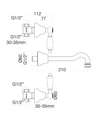 Смеситель для раковины Fiore COLONIALE 02CO0636, хром/золото