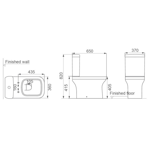 ARLES Напольный унитаз 650*370*820 c крышкой микролифт