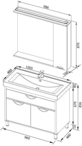 Мебель для ванной Aquanet Гретта 100 венге