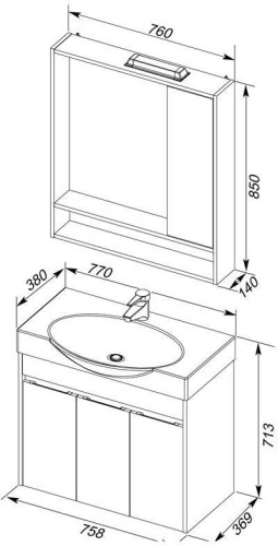 Мебель для ванной Aquanet Коста 76 белый/дуб антик