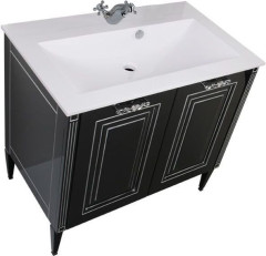Тумба с раковиной Aquanet Паола 90 черный/серебро (литьевой мрамор)