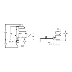 Смеситель для раковины Jacob Delafon Odeon Rive Gauche с донным клапаном, хром (E21028-CP-CP)