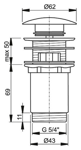 Донный клапан для раковины Alcaplast A392C