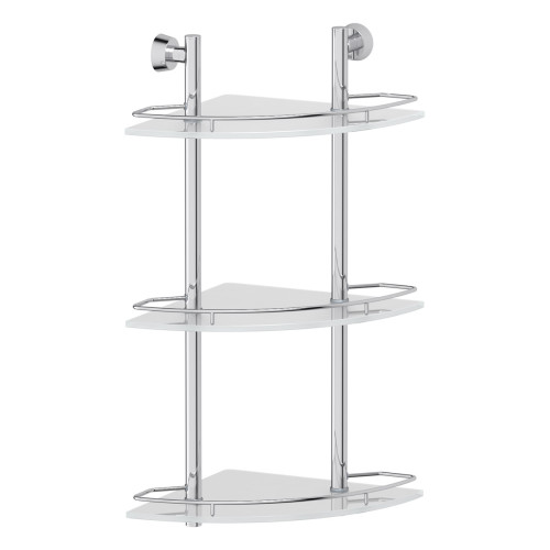 Полка угловая 3-х ярусная 28 cm (матовое стекло; хром) (FBS) VIZ 073