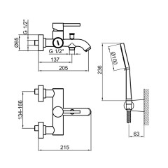 Смеситель для ванны Webert Elio EL850101015, хром