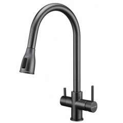 Смеситель для кухни Paulmark Lange, вороненая сталь, La214212-GM, Paulmark