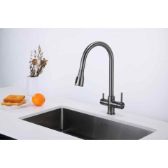 Смеситель для кухни Paulmark Lange, вороненая сталь, La214212-GM, Paulmark