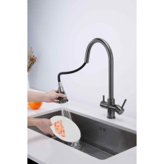 Смеситель для кухни Paulmark Lange, вороненая сталь, La214212-GM, Paulmark