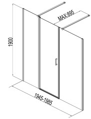 Душевая дверь Aquanet Cinetic 200, прозрачное стекло (AE12-N-120H190U-CT + AE12-F-80H190U-CT)
