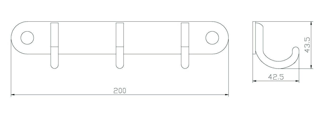 Планка настенная узкая 3 крючка RUSH Bianki (BI76233)